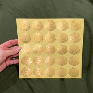 Gold Heart Wax Seal Sticker Sheet - 30 Stickers